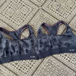 C9 by Champion Vintage Women's Charcoal Camo Sports Bras with Pink Trim - two